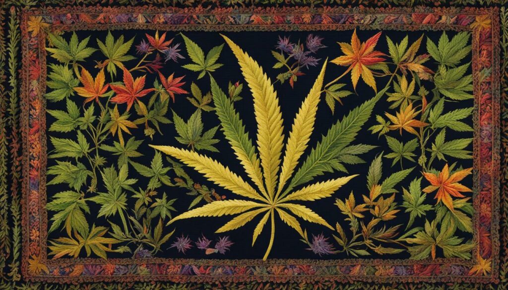 Emily Johnson's cannabis-themed tapestry