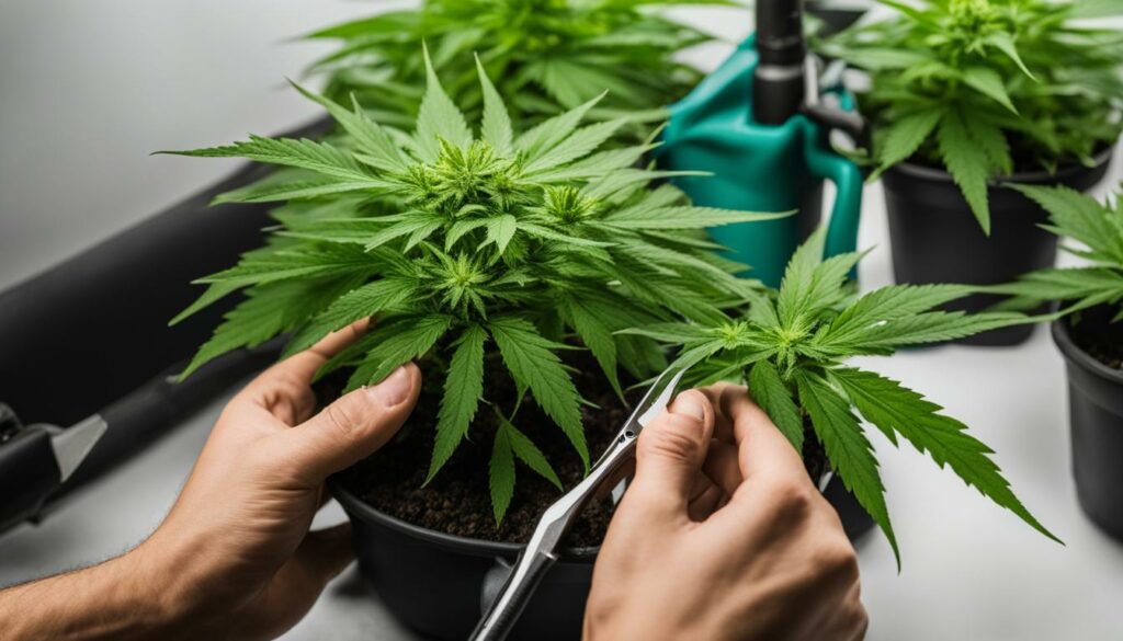 Pruning cannabis plant
