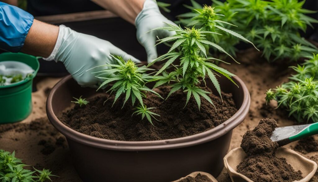transplanting cannabis plants