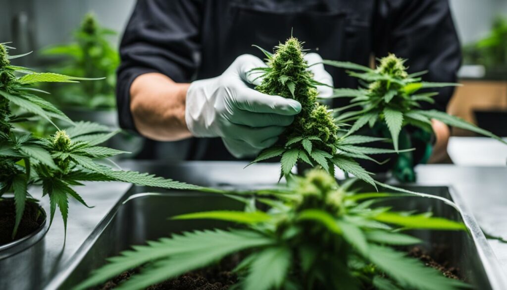 trimming marijuana plants